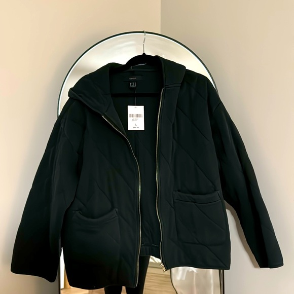Forever 21 Jackets & Blazers - Black cross-stitched Quilted Zip Up Jacket